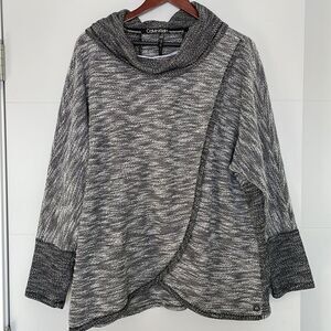 Calvin Klein Gray Knit Turtleneck Crossover Sweater Size XL